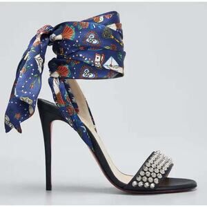 Christian Louboutin Sandale Du Desert Spikes 100 Black Sandal Heel Pump 36.5